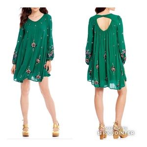 Free People Green Floral Mini Dress